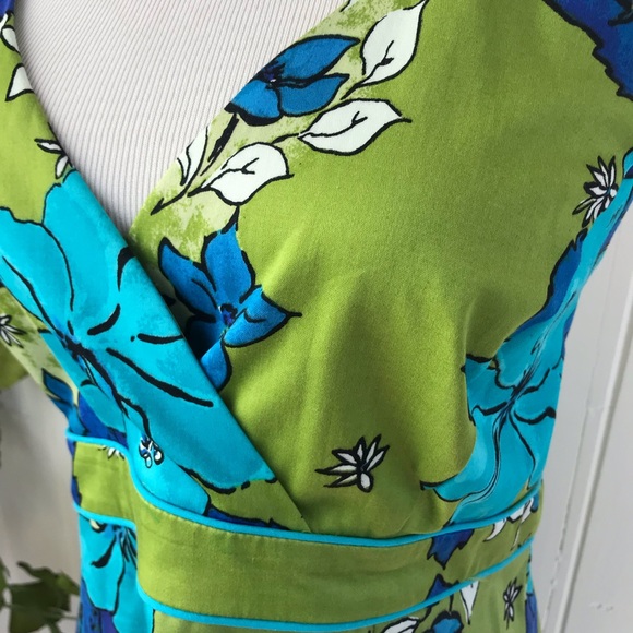 Gorgeous Ombre Turquoise, Blue And Green Floral Halter Dress - Picture 3 of 14